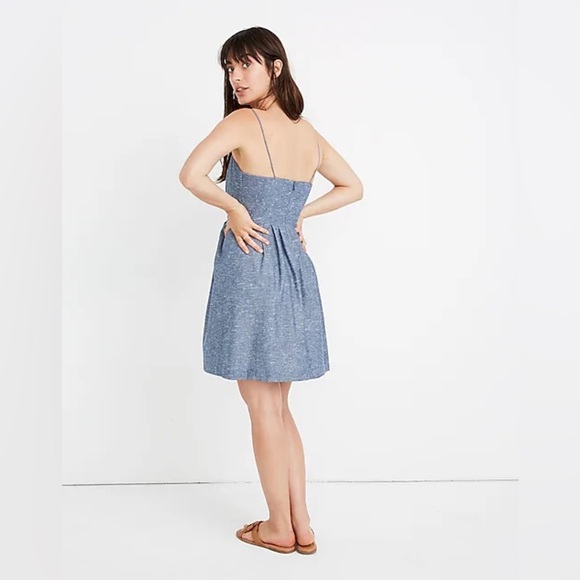 Madewell Blue Chambray Tie Front cutout cami sleeveless front tie dress size 0 - Picture 3 of 11